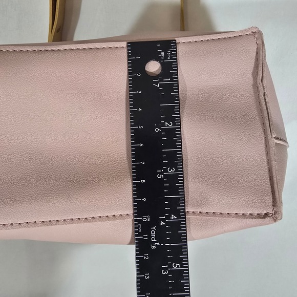 Miniso Pink Bucket Bag Tan Straps Tassel Accent Shoulder Crossbody - Picture 11 of 13
